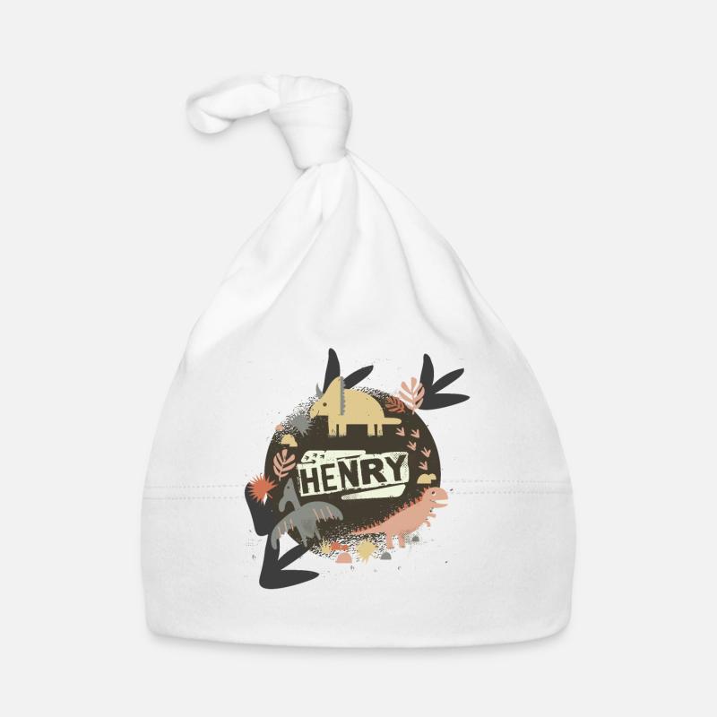 HENRY - Beau nom de garçon avec de mignons dinosaures Bonnet bio Bébé