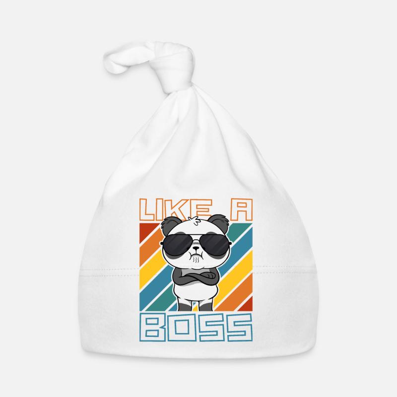 Comme un patron - Drôle de dessin animé Panda Bear Saying Bonnet bio Bébé
