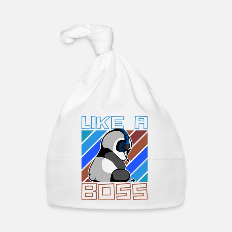 Like a Boss - Gaming Panda Bear Gambler Saying Organic Baby Cap