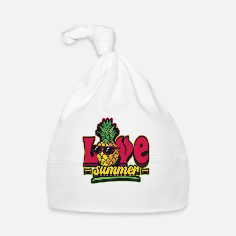 Hello Summer Pineapple with Sunglasses Organic Baby Cap