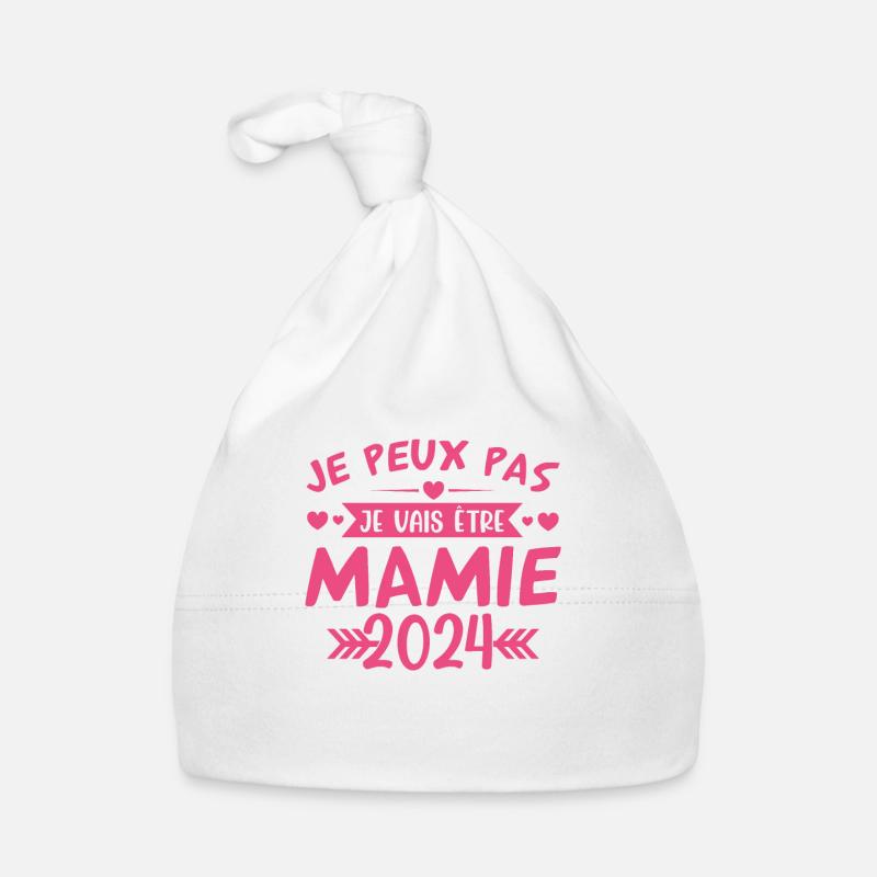Mamie 2024 Cadeau Enceinte Maman Anniversaire Cool - Bonnet bio Bébé - blanc