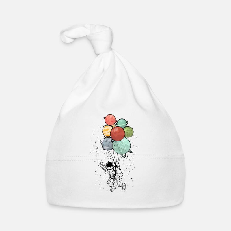 Astronaut hält Planet Balloons Space - Baby Bio-Mütze
