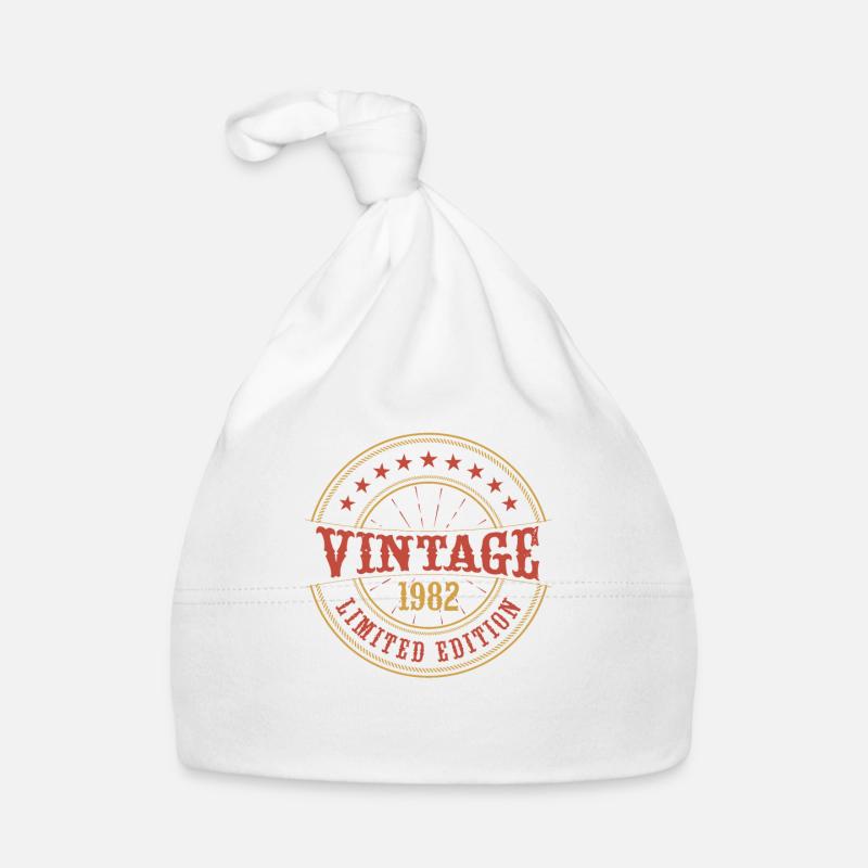 Vintage 1982 Anniversaire Idée Cadeau Année Papa - Bonnet bio Bébé - blanc