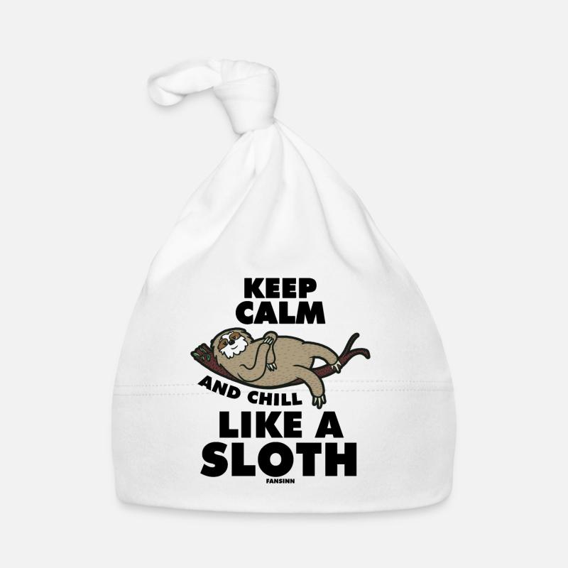 Keep Calm And Chill Like A Sloth - Baby Bio-Mütze - Weiß