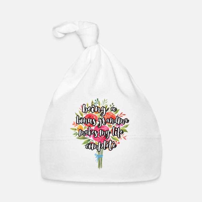 Stolze Bonus-Oma Beste Stiefgroßmutter Geschenk - Baby Bio-Mütze - Weiß