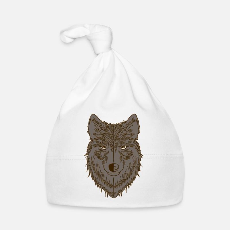 Wolfsmotiv Baby Bio-Mütze
