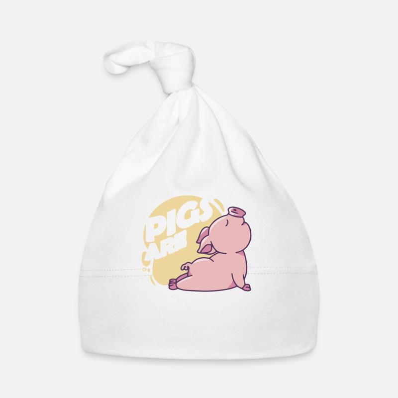 Schwein - Baby Bio-Mütze - Weiß