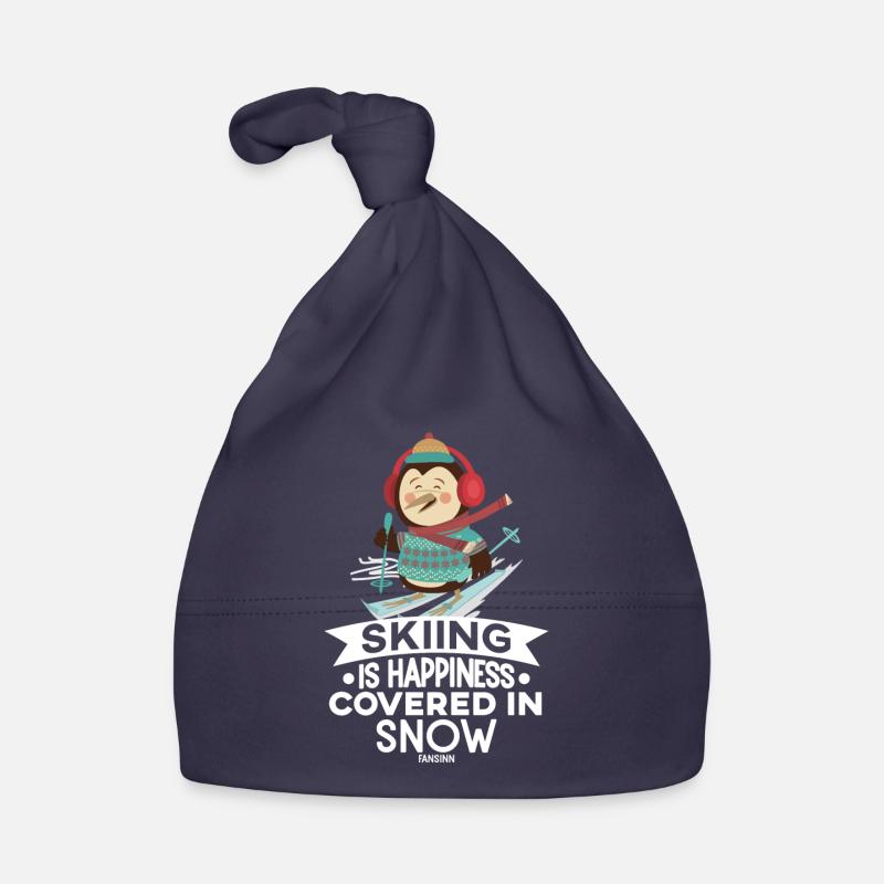 Skiing Is Happiness Covered In Snow Organic Baby Cap
