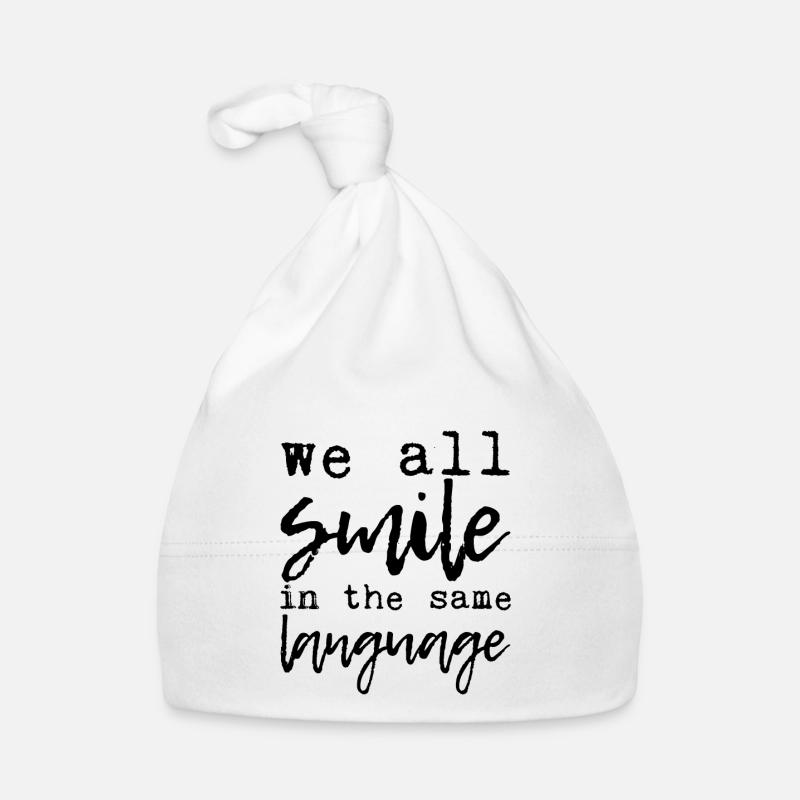 We All Smile In The Same Language 7 - Baby Bio-Mütze - Weiß