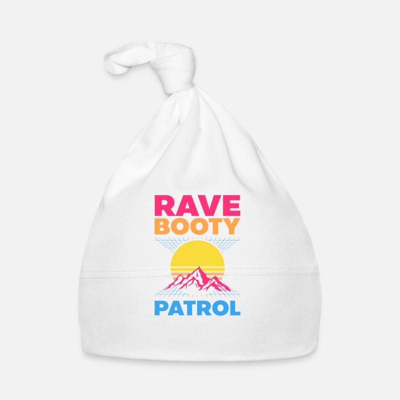 EDM Rave Techno 80s Rave Booty Patrol - Bonnet bio Bébé - blanc