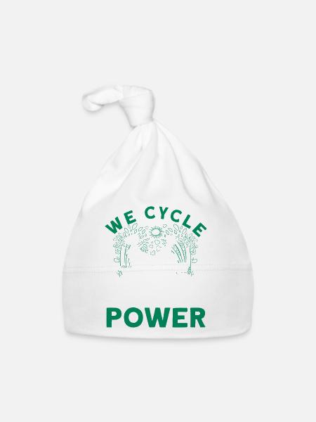 We Cycle With Double Power Tandem Bicycle - Baby Bio-Mütze - Weiß - Vorne