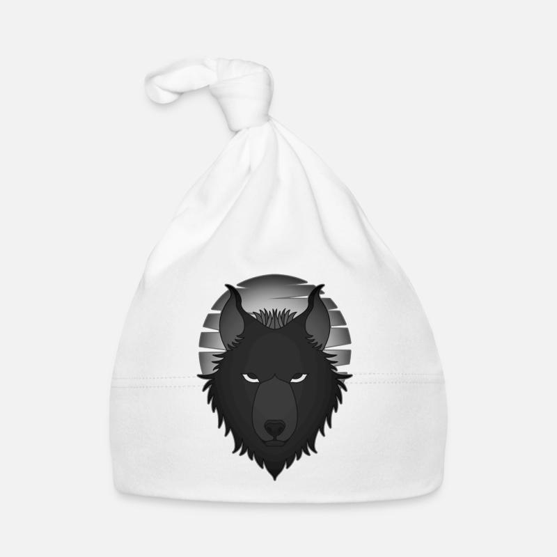 Motif d’animal sauvage tête de loup imprimé avec Wolf Moon Bonnet bio Bébé