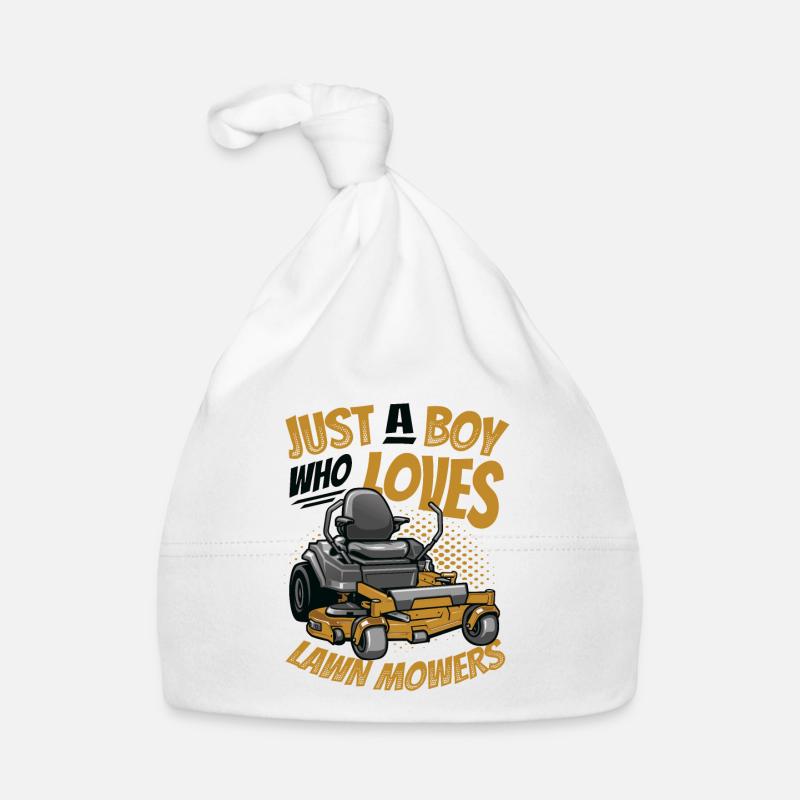 Just A Boy Who Loves Lawn Mower Organic Baby Cap