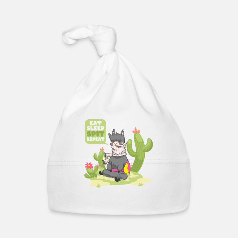 Eat Sleep Spit Repeat Llama Vicuna Guanaco Organic Baby Cap