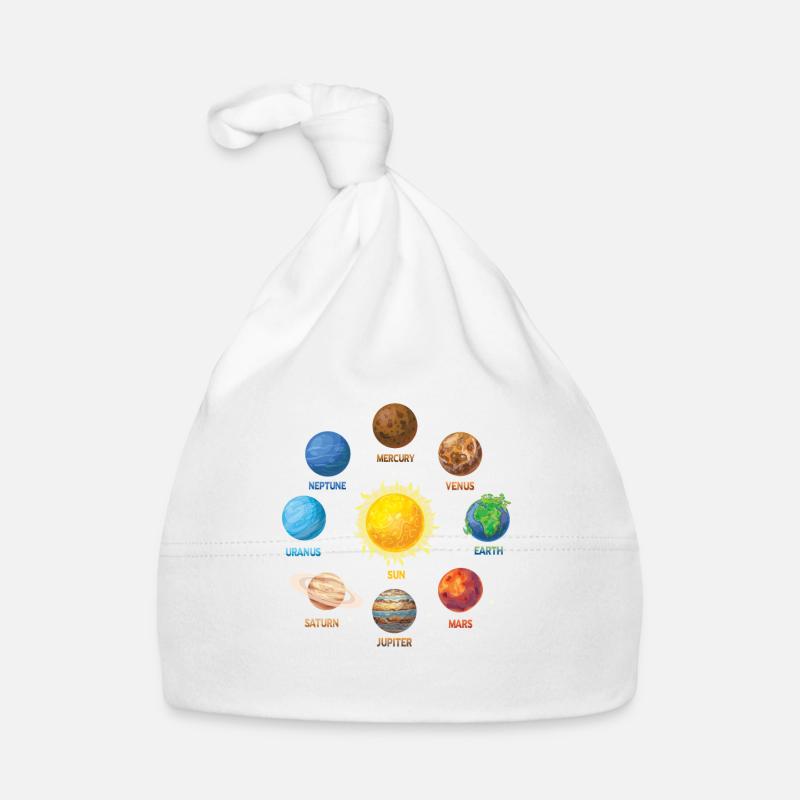 Planète Système Solaire - Bonnet bio Bébé - blanc
