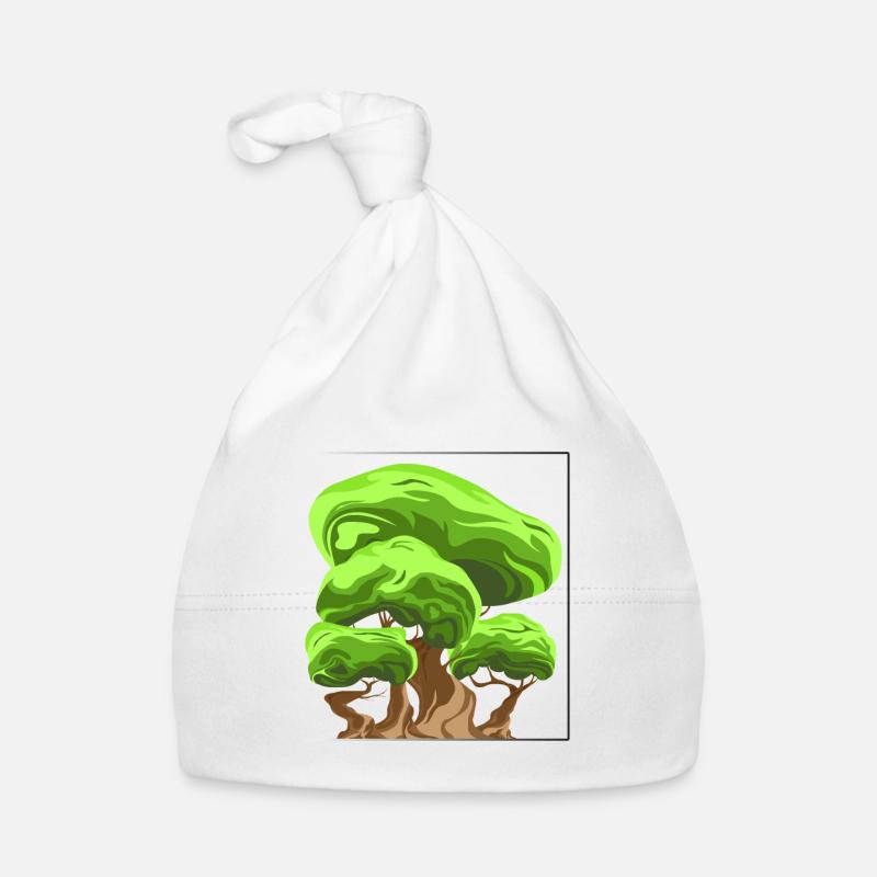 Baum - Baby Bio-Mütze - Weiß