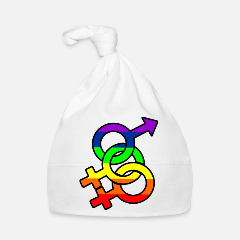 Geschlecht bisexuell 2 Logo mit Regenbogen Baby Bio-Mütze