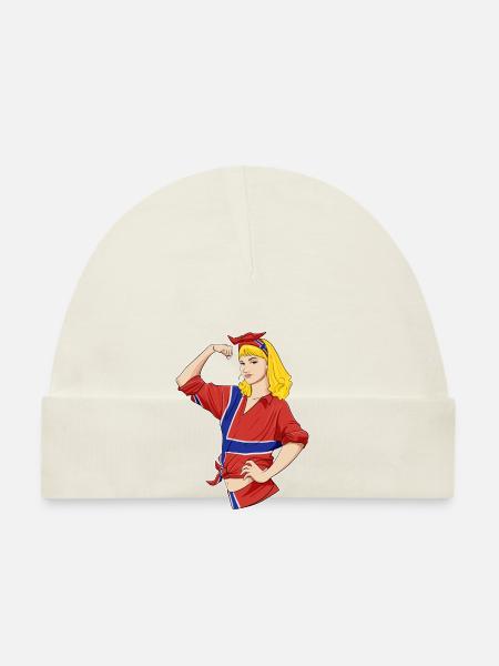 Norwegian Girl Unbreakable I Norwegian Heritage - Organic Baby Cap - white - Front