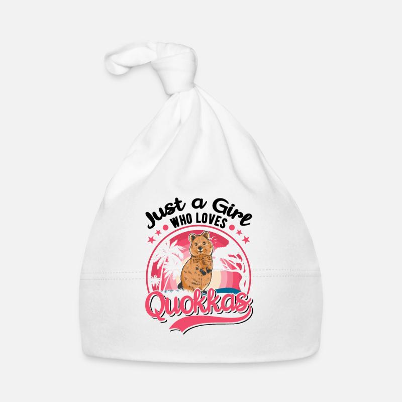 Quokka Girl Kangourou à queue courte - Bonnet bio Bébé - blanc