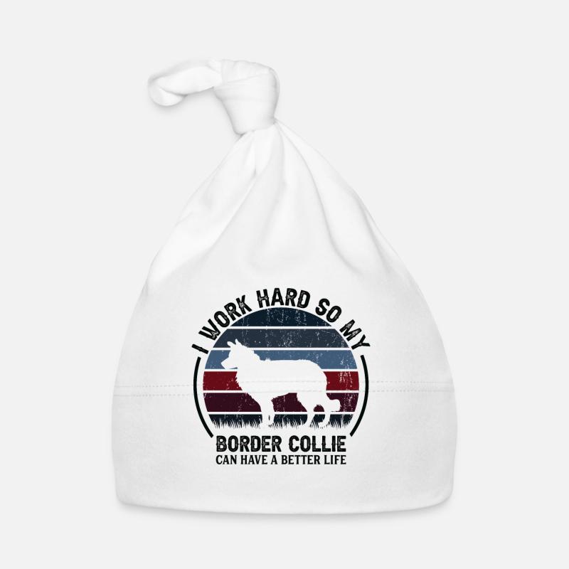 Travaillez dur - Retro Border Collie Bonnet bio Bébé