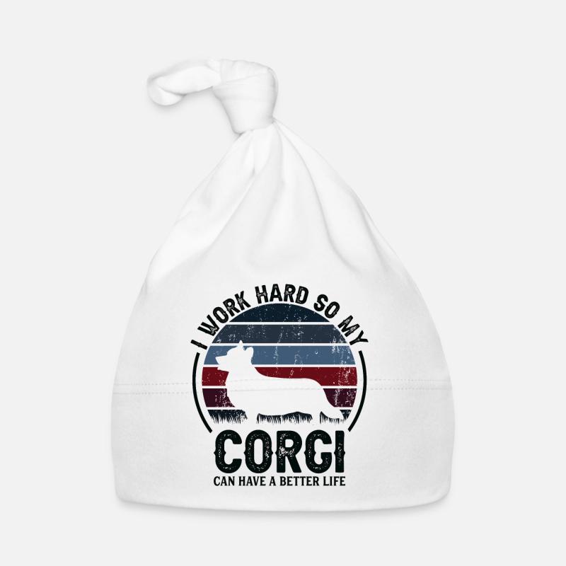 Work hard - Retro Corgi Organic Baby Cap