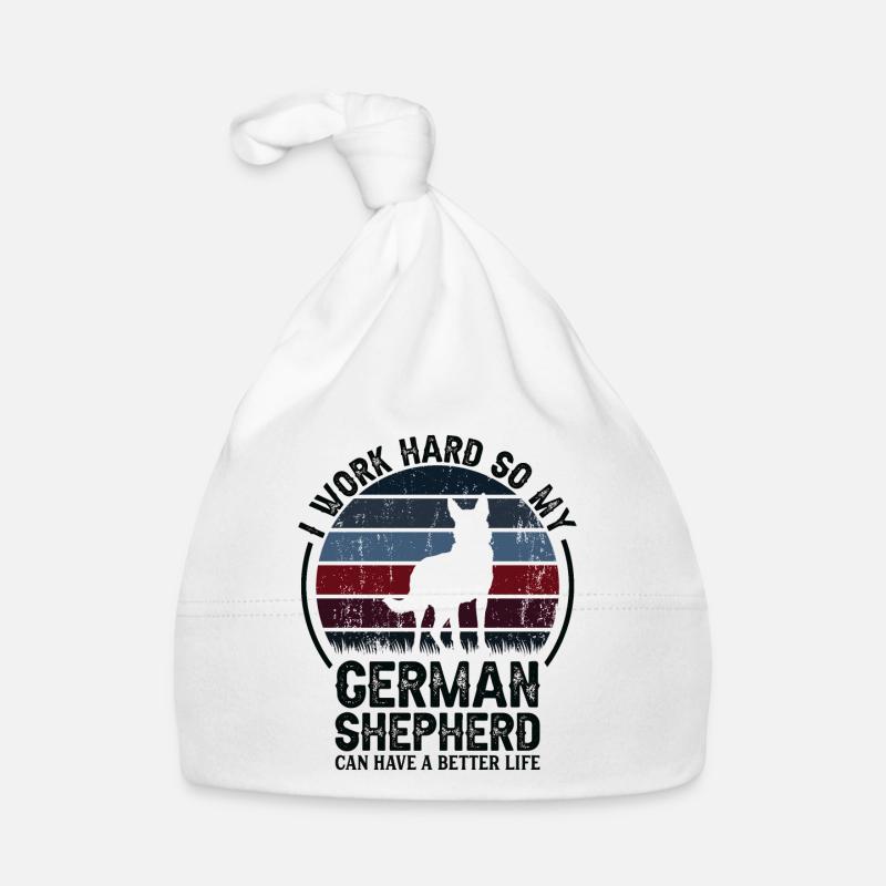 Arbeit Hart Arbeiten - Retro Deutscher Schäferhund Baby Bio-Mütze