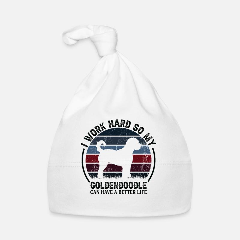 Work Hard Work - Retro Goldendoodle Organic Baby Cap