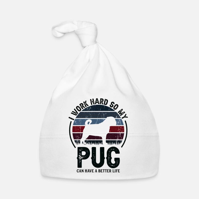 Hart Arbeiten - Retro Mops Baby Bio-Mütze