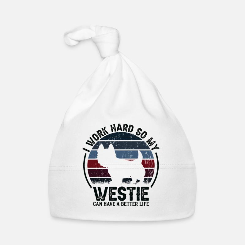Work Hard - Retro Westie Organic Baby Cap