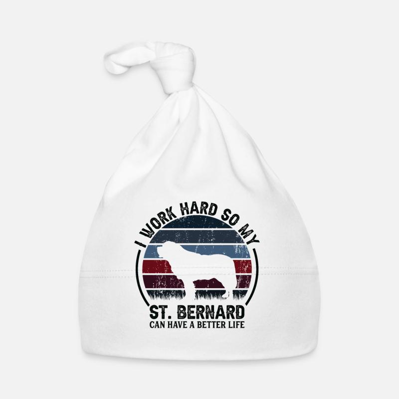 Travailler dur - Retro St. Bernard - Bonnet bio Bébé - blanc