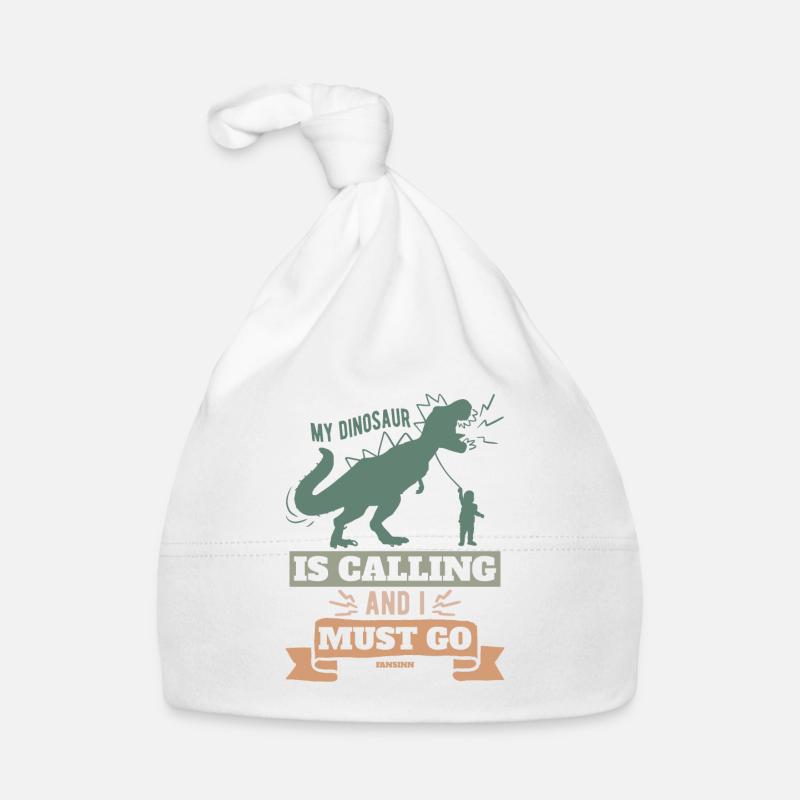 Mon dinosaure appelle et je dois partir - Bonnet bio Bébé - blanc