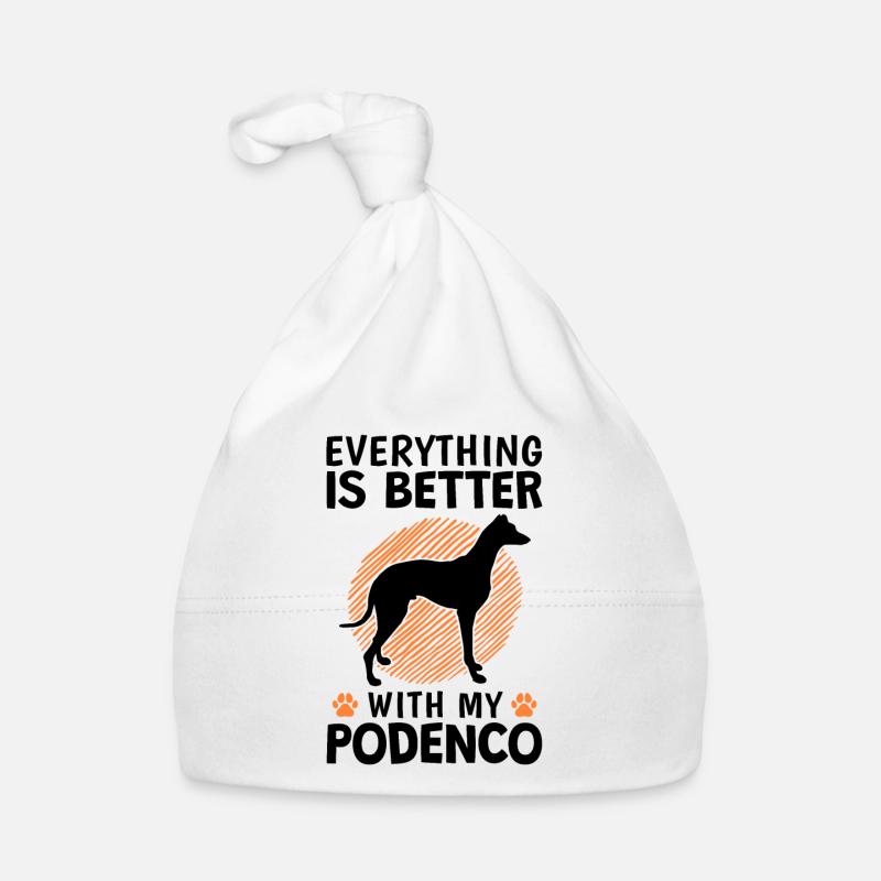 Tout est mieux avec le chien de chasse Podenco Spain - Bonnet bio Bébé - blanc