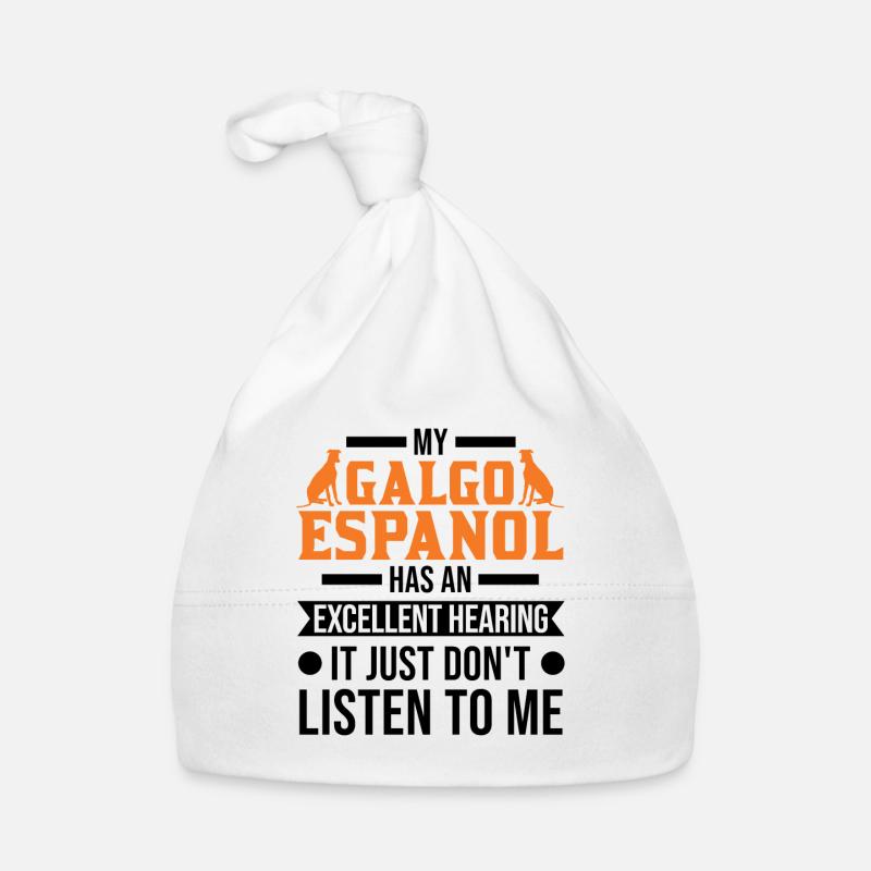 Galgo Espanol Cadeau Lévrier Espagnol - Bonnet bio Bébé - blanc