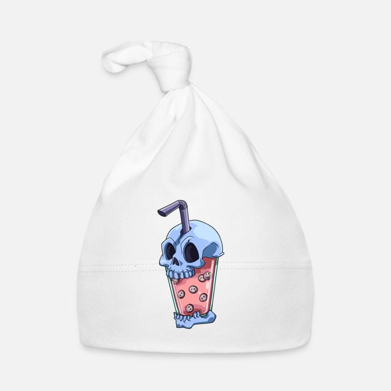 Kawaii Bubble Tea Totenkopf - Lustiger und Baby Bio-Mütze