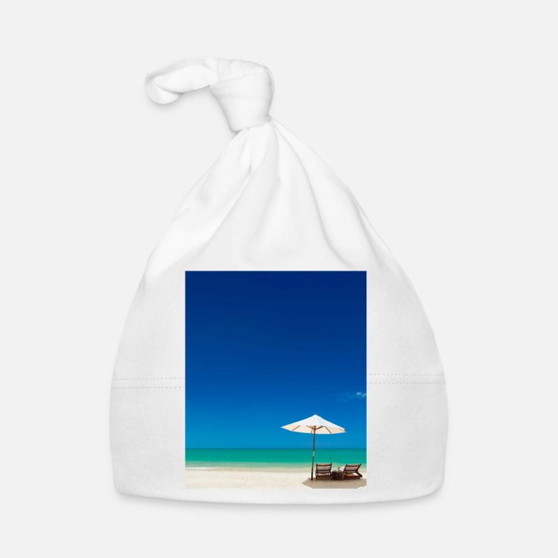 Summer Vacation On The Sandy Beach Next To Ocean Organic Baby Cap