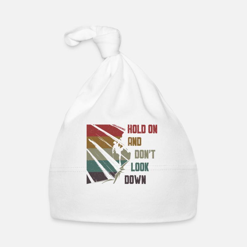 Don't Look Down Bouldering,Rock Climbing. - Organic Baby Cap - white