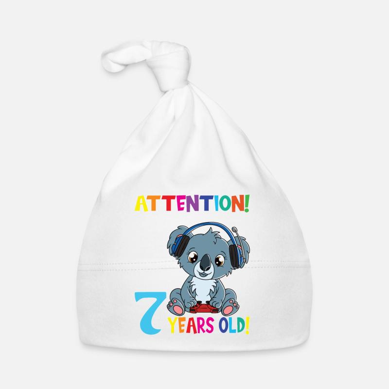 Koala Birthday I Am Now 7 Years Old Organic Baby Cap