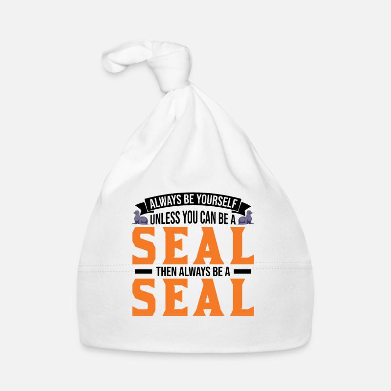 Robbe Geschenk Seal Seelöwe - Baby Bio-Mütze - Weiß