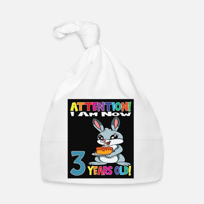 Rabbit Attention I Am Now 3 Years Old Baby Bio-Mütze