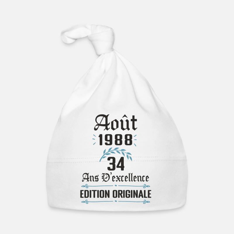 34 ans anniversaire aout 1988 Bonnet bio Bébé
