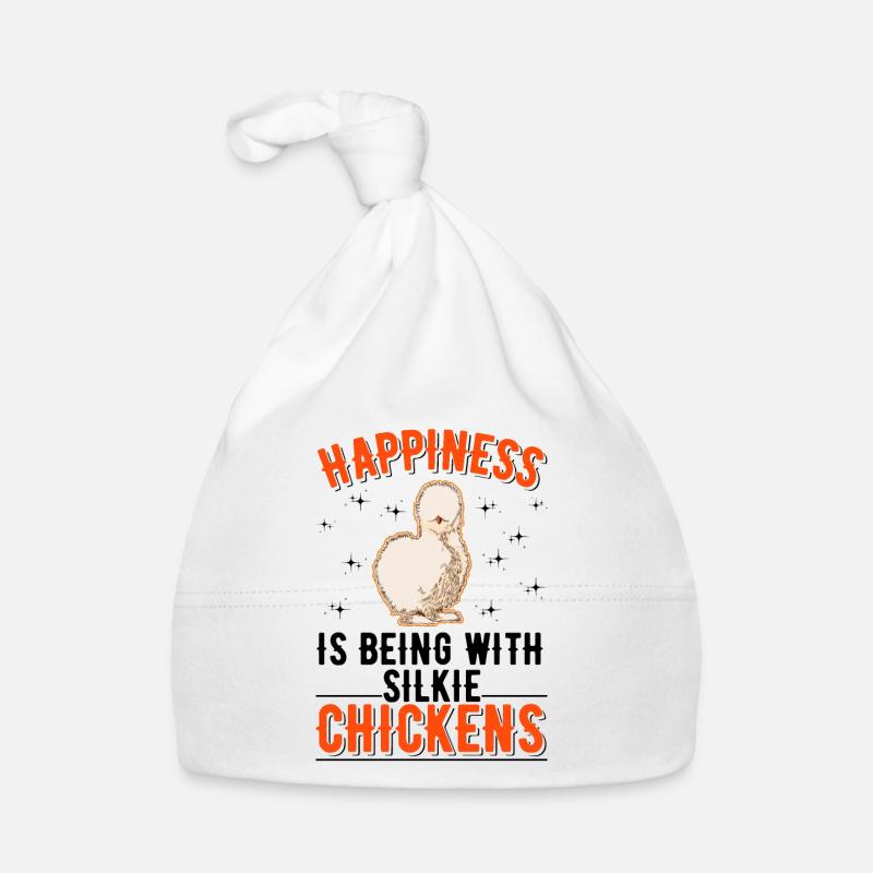 Happiness is being with Silkie Chickens Silk Chicken Organic Baby Cap