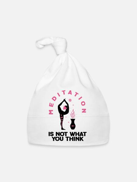 Meditation Is Not What You Think Meditating Relaxa - Baby Bio-Mütze - Weiß - Vorne