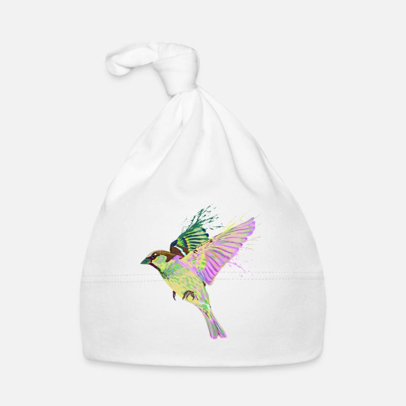 Flying House Sparrow Splash Oiseau Moineau Bonnet bio Bébé