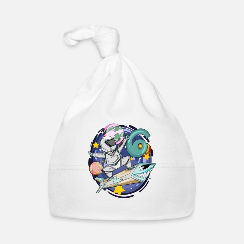 Garçon de 6ème anniversaire - 6 ans - J’ai 6 ans - Bonnet bio Bébé - blanc