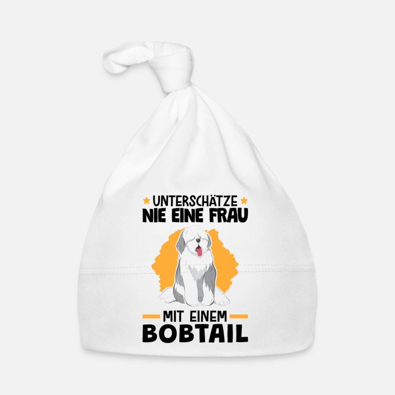 Frau mit Bobtail altenglischer Schäferhund Baby Bio-Mütze