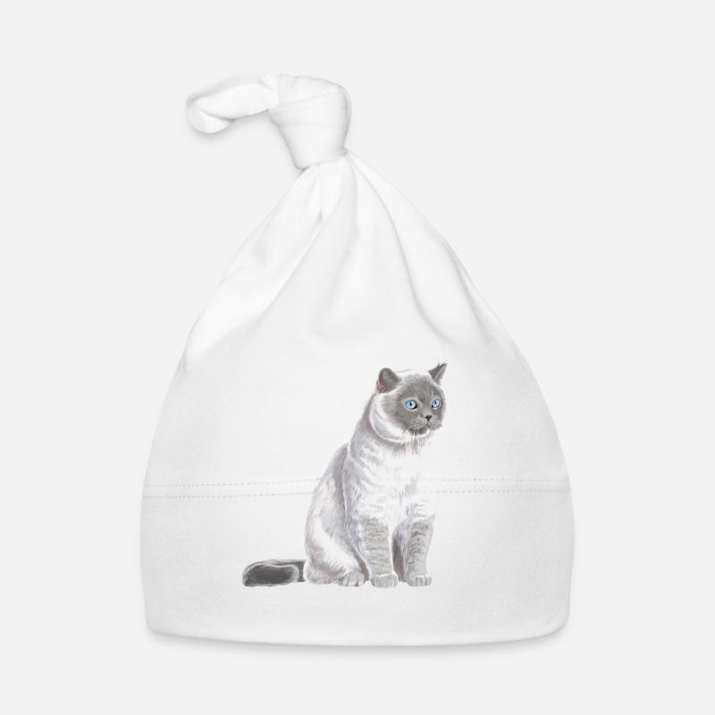 Sitting Colourpoint British Shorthair Cat Organic Baby Cap