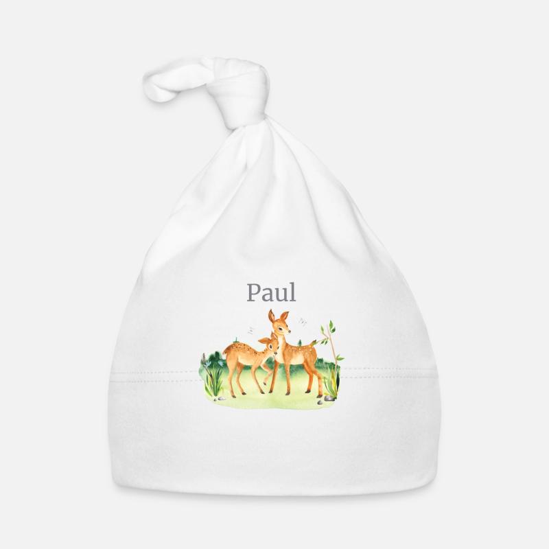 Waldtier Reh Blumen Name Paul Baby Bio-Mütze