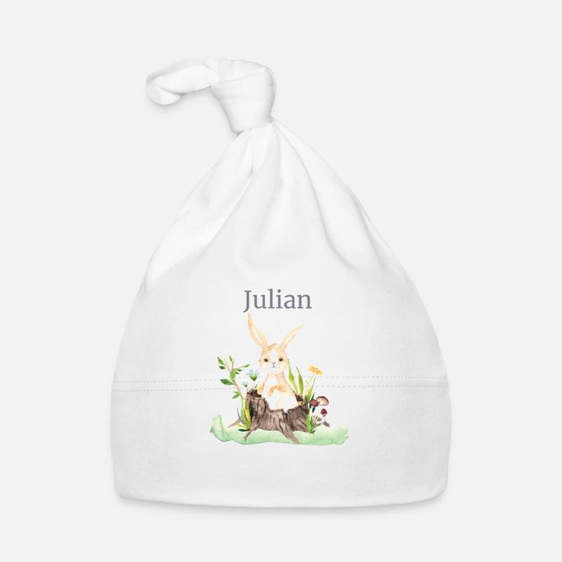 Waldtier Reh Hase Igel Blumen Name Julian Baby Bio-Mütze