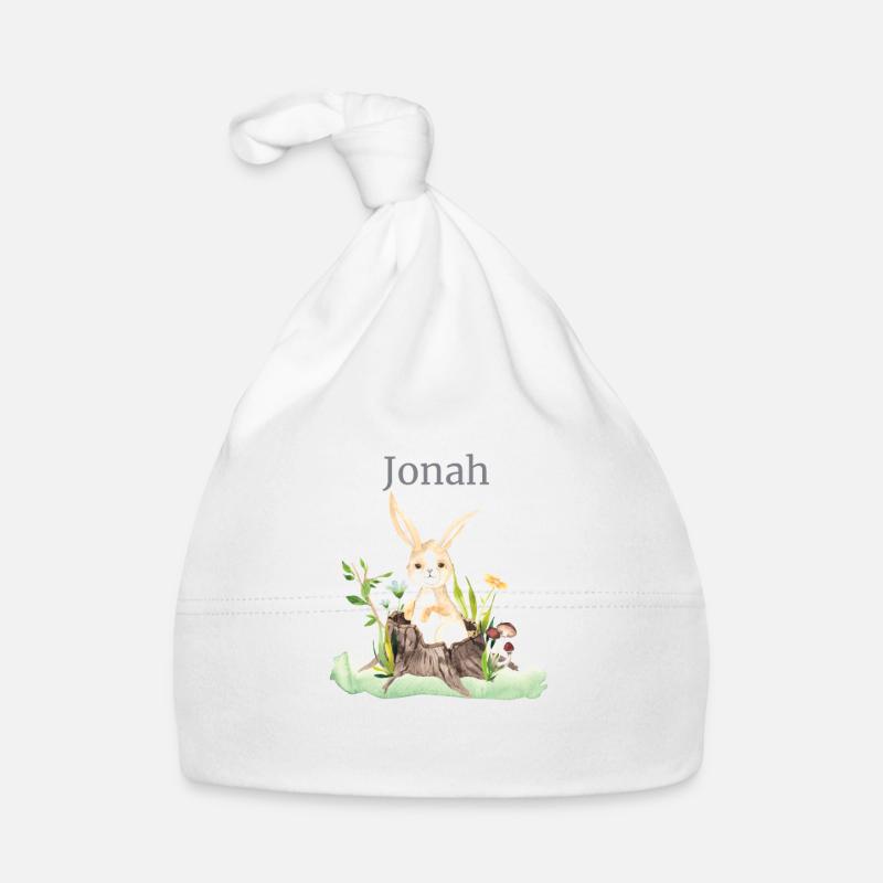 Waldtier Reh Hase Igel Blumen Name Jonah Baby Bio-Mütze