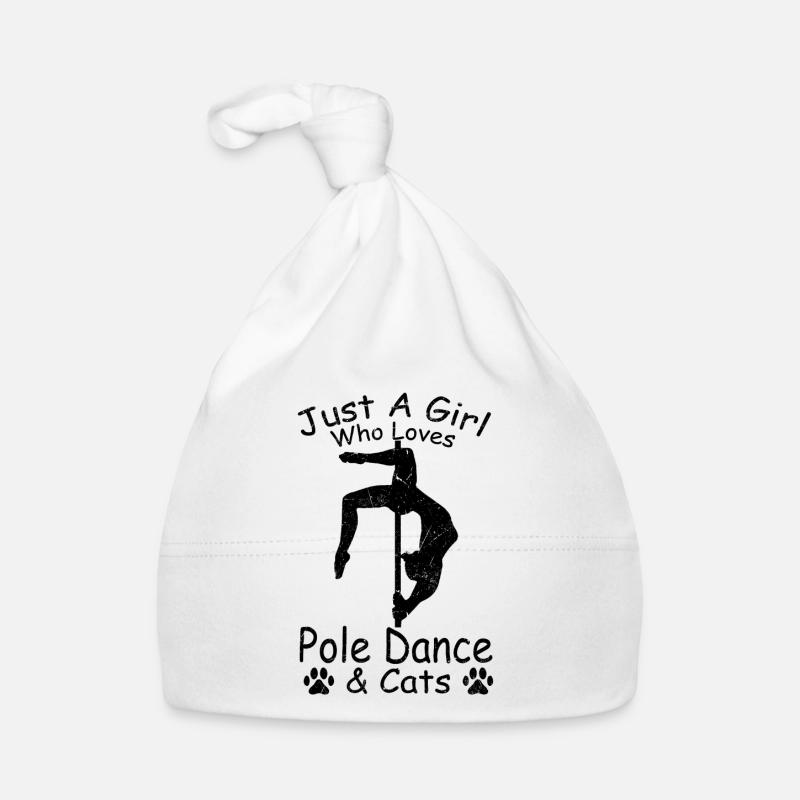 Nur ein Mädchen, das Pole Dance & Katzen Pole - Baby Bio-Mütze - Weiß